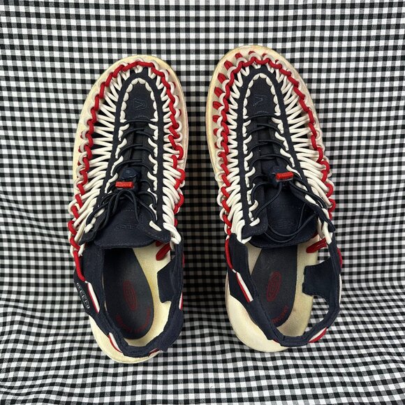 Keen UNEEK X Tokyo Hemp Connection Red White Blue Men's Gorpcore Sandal Size 11 - Picture 1 of 4